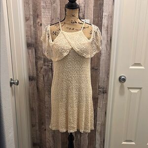 Paper Crane Cream Babydoll Dress with Flutter Sleeves